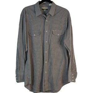 Vtg Roper Pearl Snap Western Shirt Black & White‎ Gingham Cowboy Rancher Large